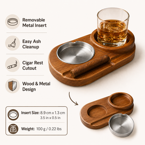Cinzeiro com Inserção de Metal, Design Removível, para Cigarros em Casa