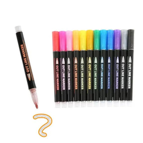 Metallic Marker Set – Works on Any Surface, 12 Colors & Permanent Ink