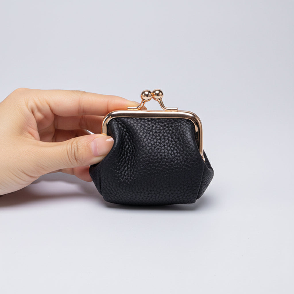 Mini Porta-Joias Organizador em Couro Legítimo com Fecho Dourado para Viagem
