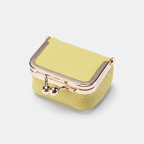 Mini Porta-Joias Organizador em Couro Legítimo com Fecho Dourado para Viagem