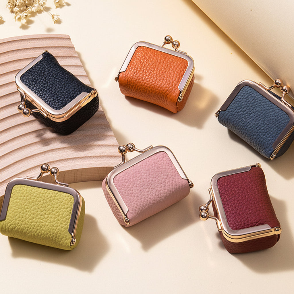Mini Porta-Joias Organizador em Couro Legítimo com Fecho Dourado para Viagem