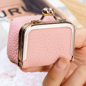 Mini Porta-Joias Organizador em Couro Legítimo com Fecho Dourado para Viagem