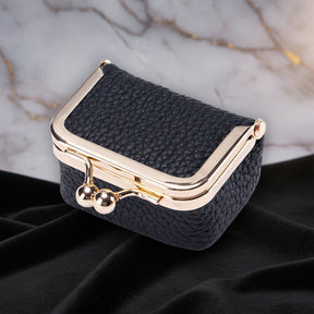 Mini Porta-Joias Organizador em Couro Legítimo com Fecho Dourado para Viagem