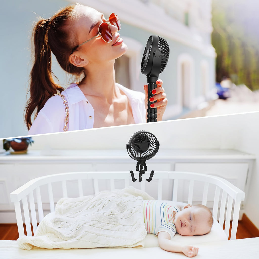 Ventilador Portátil de Clip a Bateria para Carrinho de Bebê
