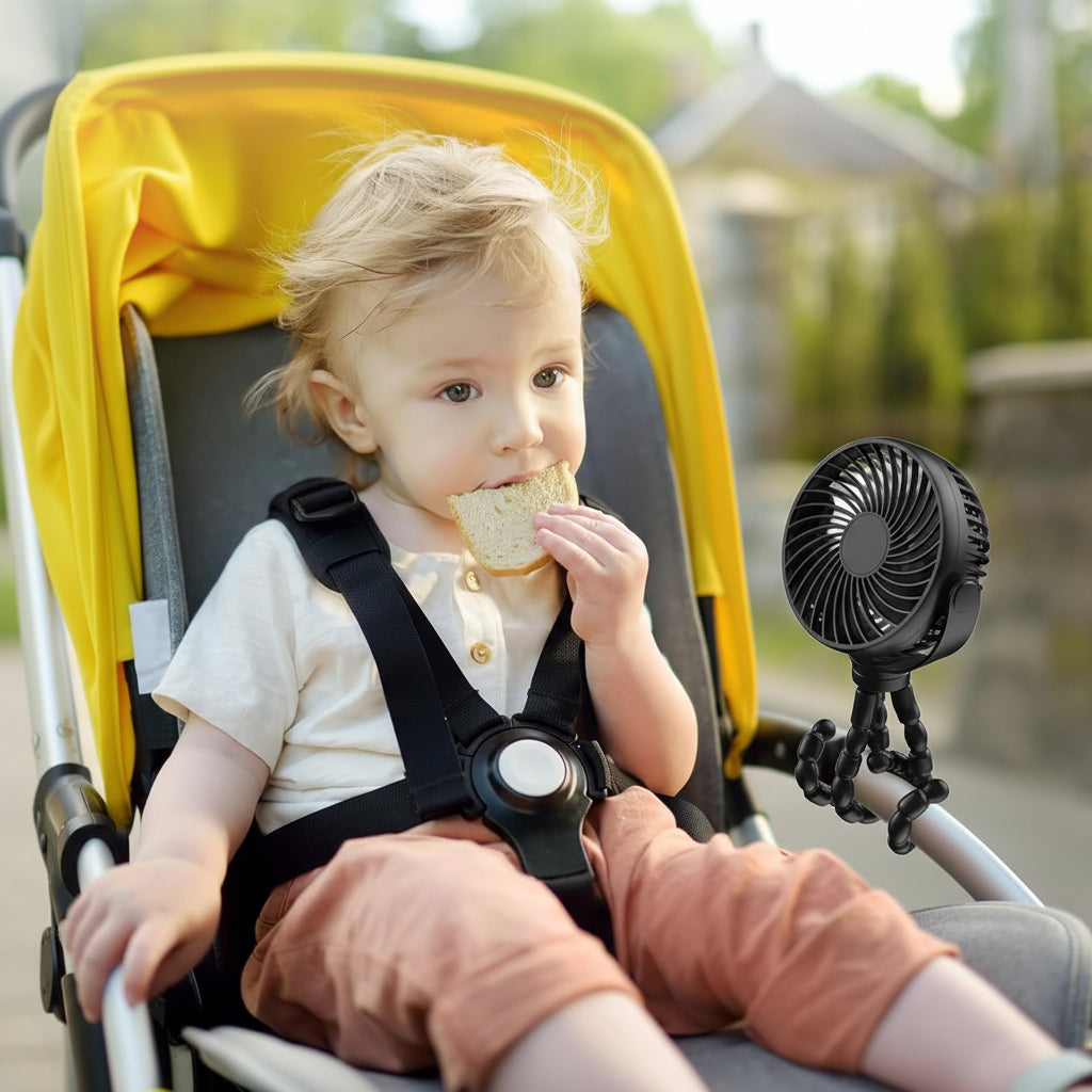Ventilador Portátil de Clip a Bateria para Carrinho de Bebê