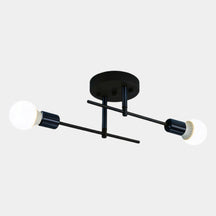 Modern 2-Light Ceiling Lamp | Black & Gold Flush Mount Chandelier