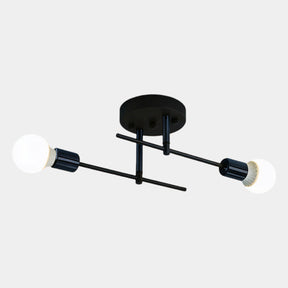 Modern 2-Light Ceiling Lamp | Black & Gold Flush Mount Chandelier
