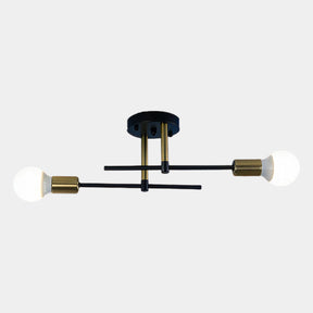 Modern 2-Light Ceiling Lamp | Black & Gold Flush Mount Chandelier