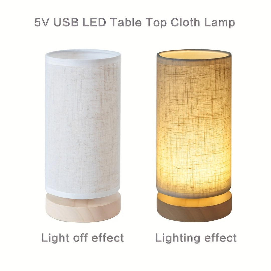 Luminária de Mesa Moderna em Madeira | Luz de Cabeceira Alimentada por USB