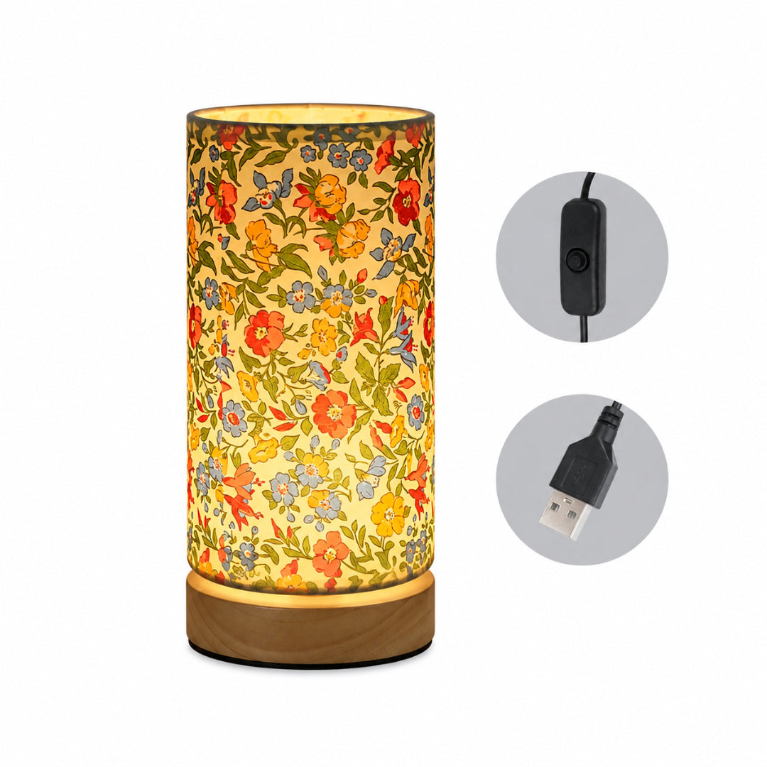Luminária de Mesa Moderna em Madeira | Luz de Cabeceira Alimentada por USB
