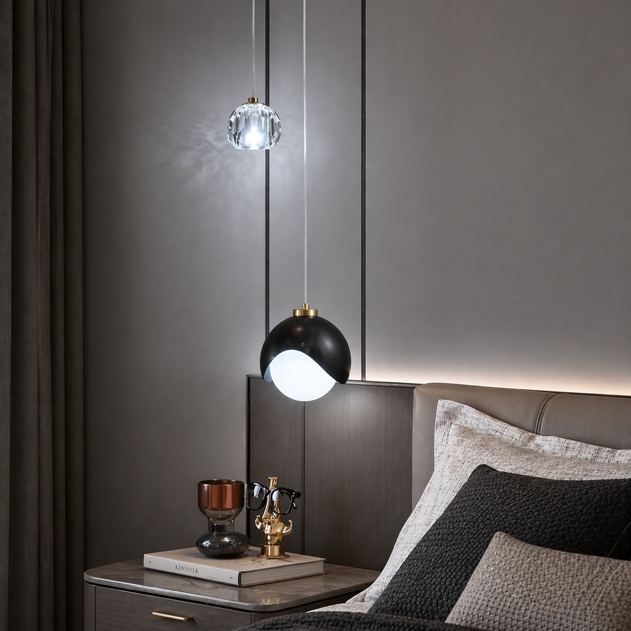 Crystal Glass Pendant Light – Black, Cool Light – pendant light image 6