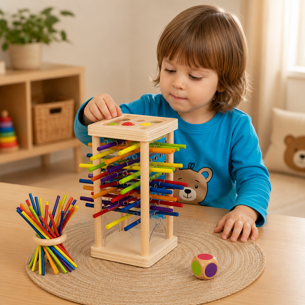 Jogo de Tabuleiro Familiar Montessori Jogo de Concentração de Madeira