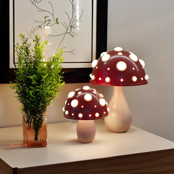 Luminária de Mesa Cogumelo LED – Luz Ambiente Inspirada em Amanita