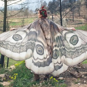Gray Moth Wing Costume Cape
