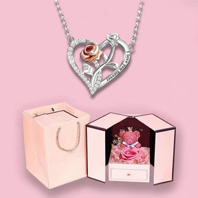 Colar Pingente de Coração Prata Rosa Presente Joia Romântico Casais