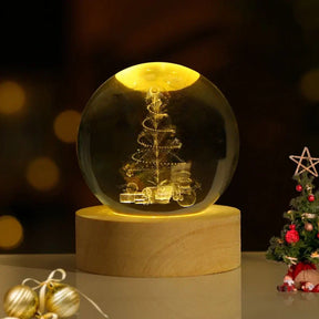 Luminária de Mesa LED Globo de Cristal 3D com Planeta Gravado