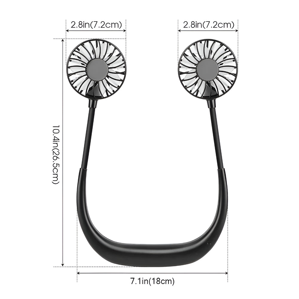 Ventilador de Pescoço Portátil - Dispositivo de Resfriamento Recarregável sem as Mãos para Casa e Ar Livre