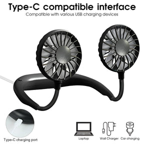 Ventilador de Pescoço Portátil - Dispositivo de Resfriamento Recarregável sem as Mãos para Casa e Ar Livre