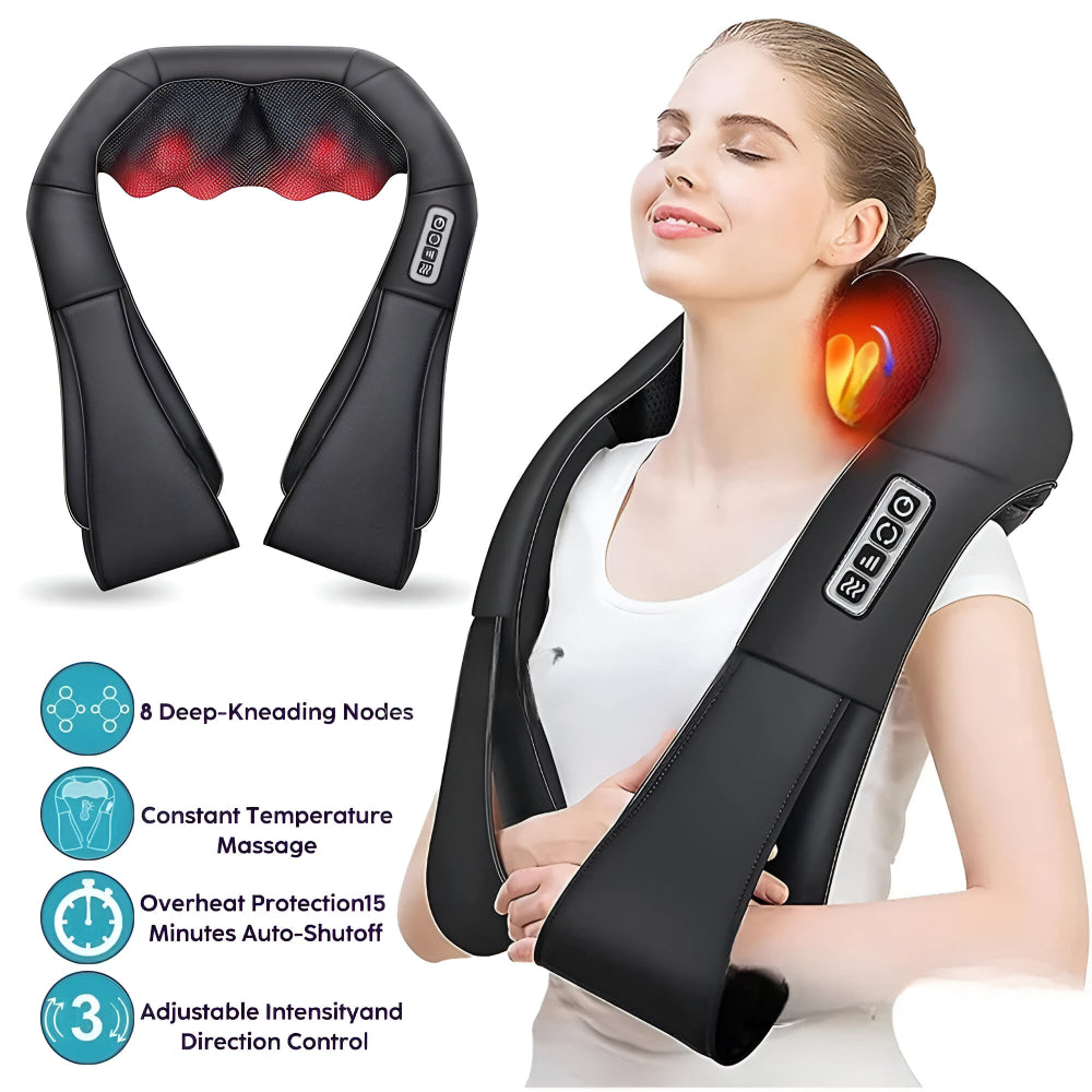 Massageador de Pescoço Shiatsu Elétrico para Uso Doméstico e Veicular