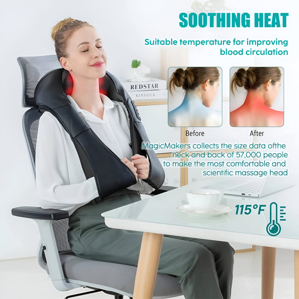 Massageador de Pescoço Shiatsu Elétrico para Uso Doméstico e Veicular