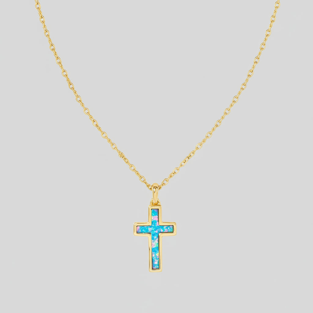 Colar com Pingente de Cruz Presente de Dia das Mães Joia Dourada Minimalista
