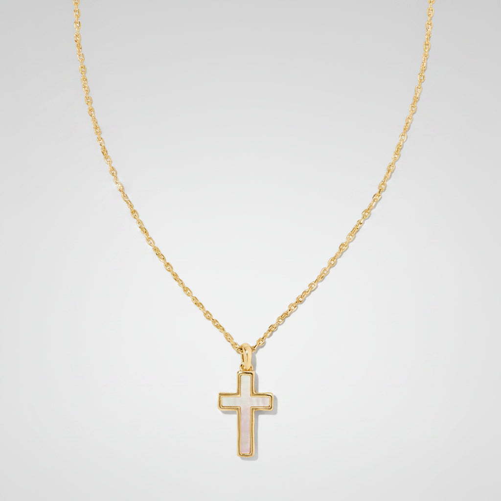 Colar com Pingente de Cruz Presente de Dia das Mães Joia Dourada Minimalista