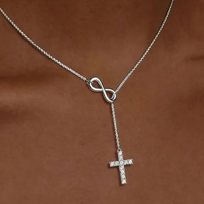 Colar com Pingente de Cruz e Infinito Folheado a Ouro para o Dia das Mães