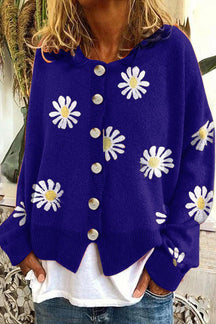 Suéter de Tricô com Bordado Floral