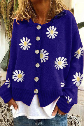 Suéter de Tricô com Bordado Floral