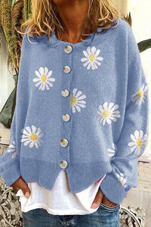 Suéter de Tricô com Bordado Floral