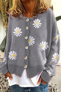 Suéter de Tricô com Bordado Floral