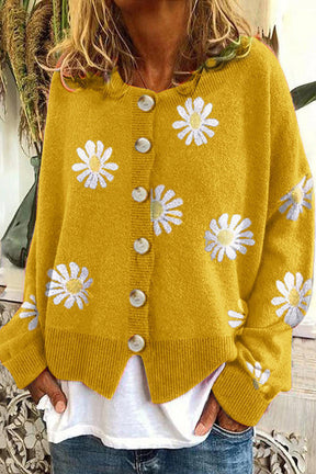 Suéter de Tricô com Bordado Floral
