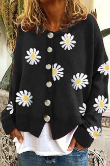 Suéter de Tricô com Bordado Floral