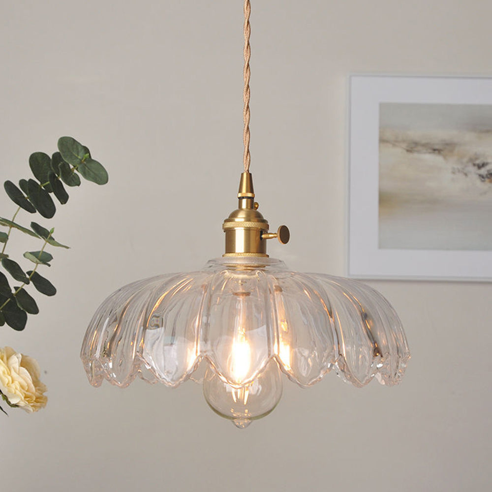 Luminária Pendente de Flores Vintage | Lustre de Vidro Colorido