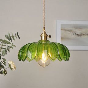 Luminária Pendente de Flores Vintage | Lustre de Vidro Colorido