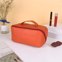 Necessaire de Viagem Organizadora de Maquiagem Estojo Cosmético de Couro Sintético de Grande Capacidade