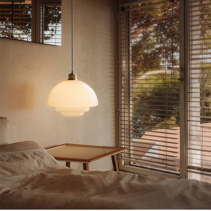 Pendente de Vidro Branco | Elegância Moderna de Meados do Século