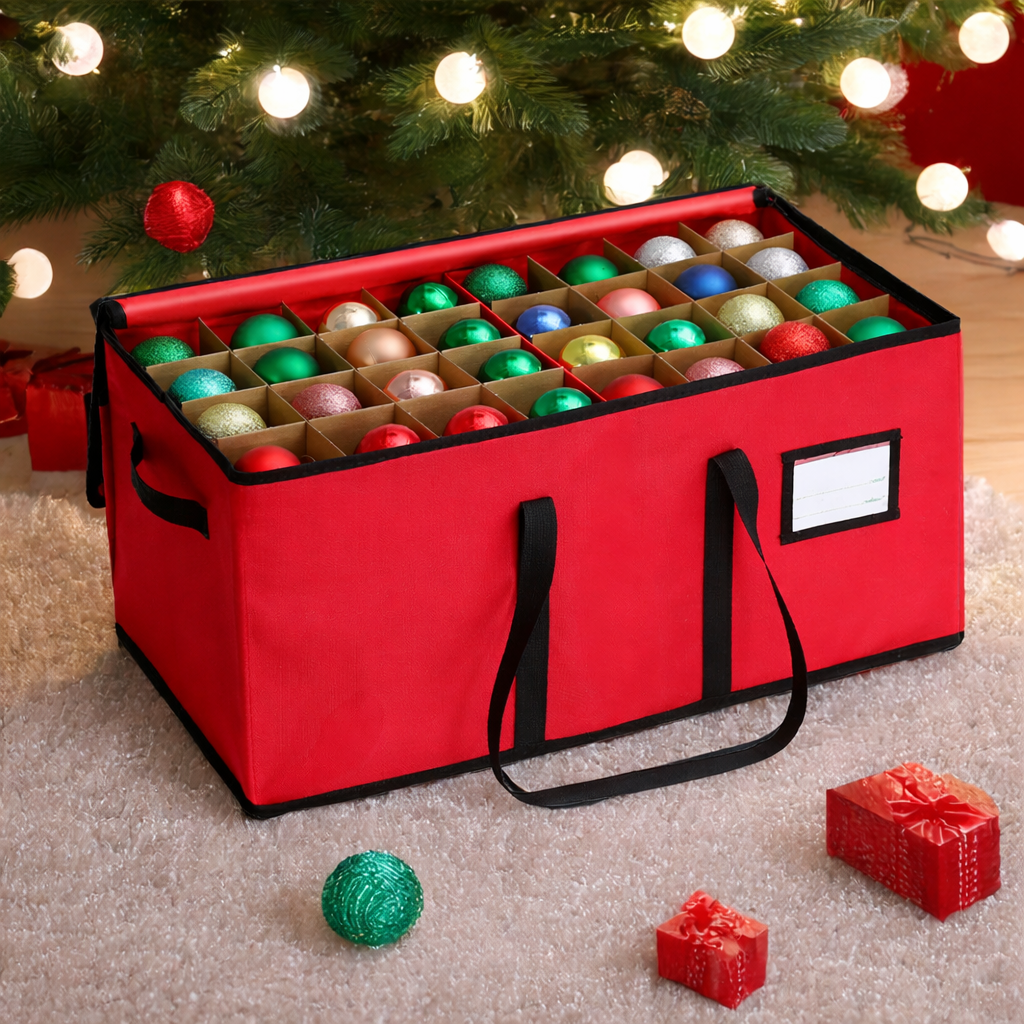 Bolsa Organizadora de Tecido Empilhável para Enfeites de Natal