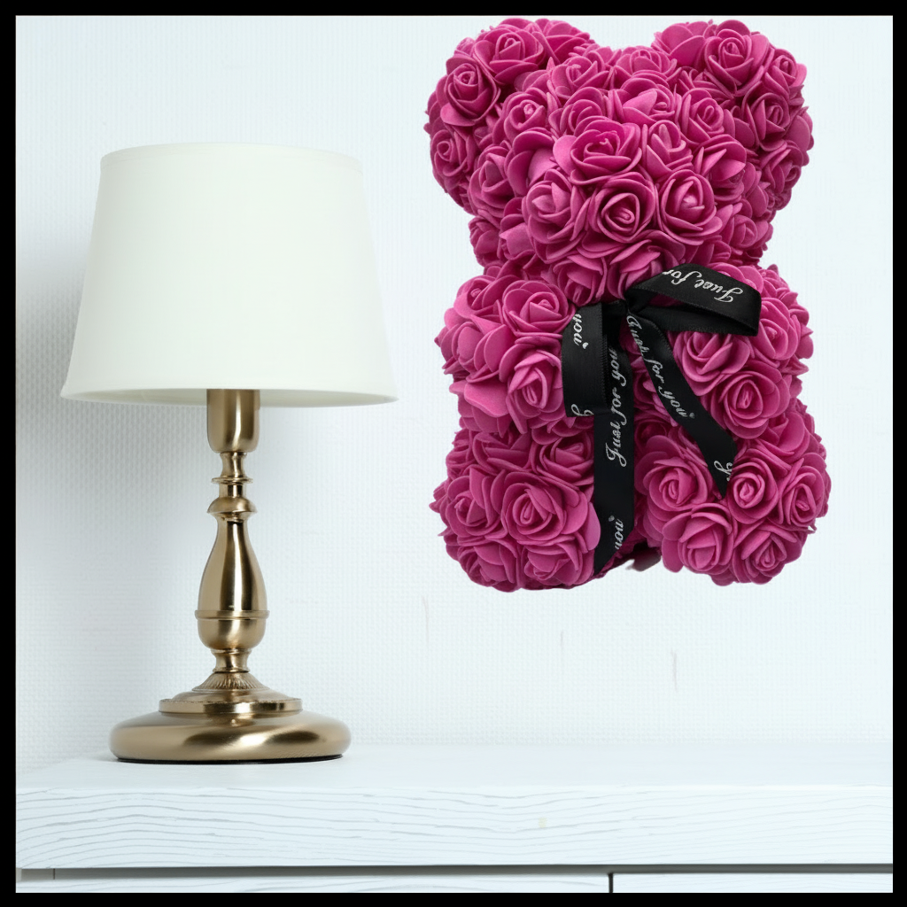 Urso de Rosas Presente de Dia das Mães Decoração de Urso de Flores Artificiais