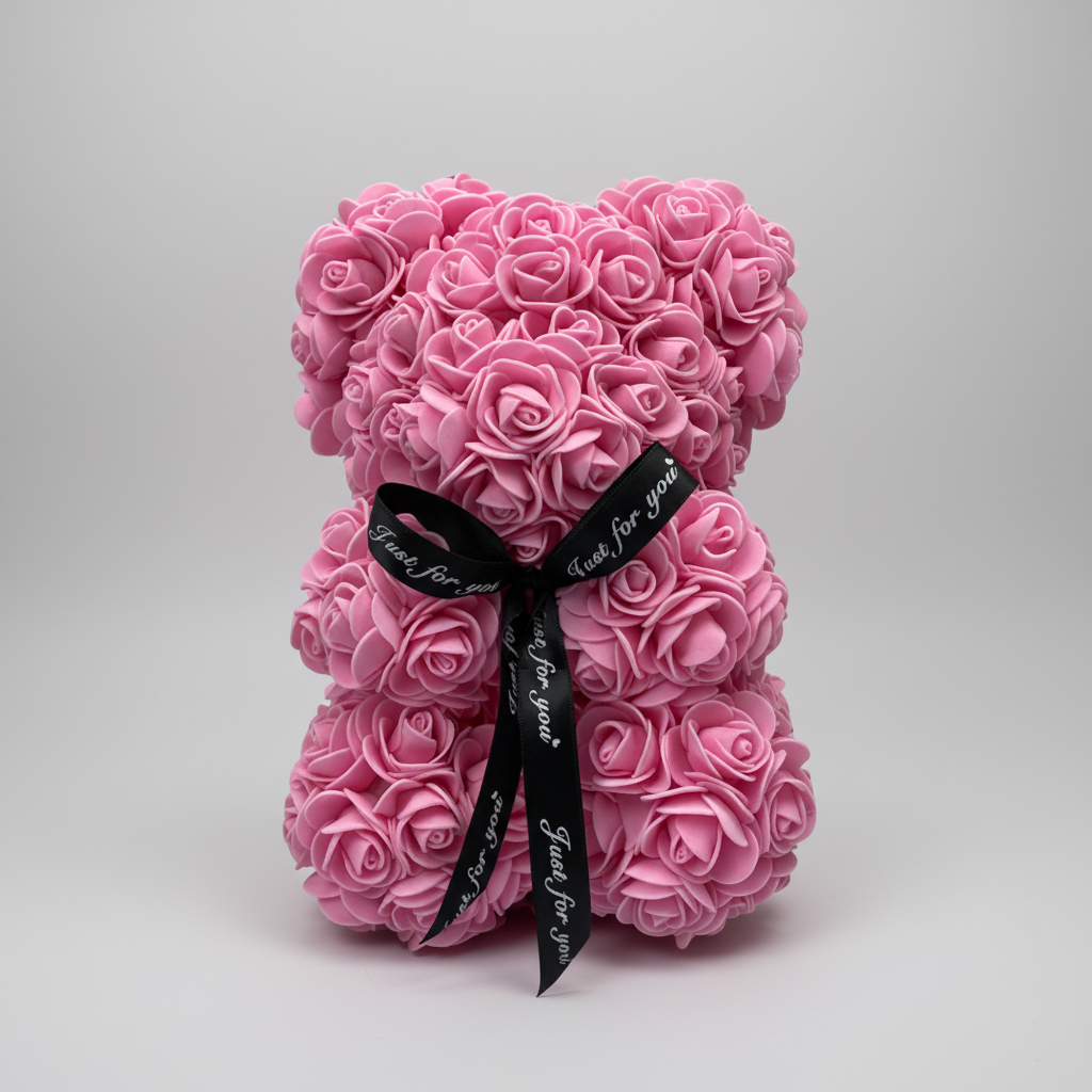 Urso de Rosas Presente de Dia das Mães Decoração de Urso de Flores Artificiais