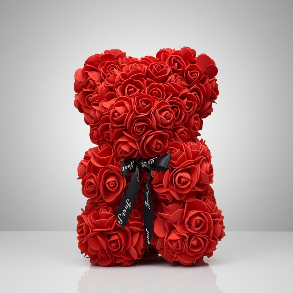 Urso de Rosas Presente de Dia das Mães Decoração de Urso de Flores Artificiais