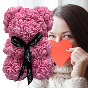 Urso de Rosas Presente de Dia das Mães Decoração de Urso de Flores Artificiais