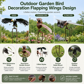 Outdoor Garden Bird Decoration Flapping Wings Design