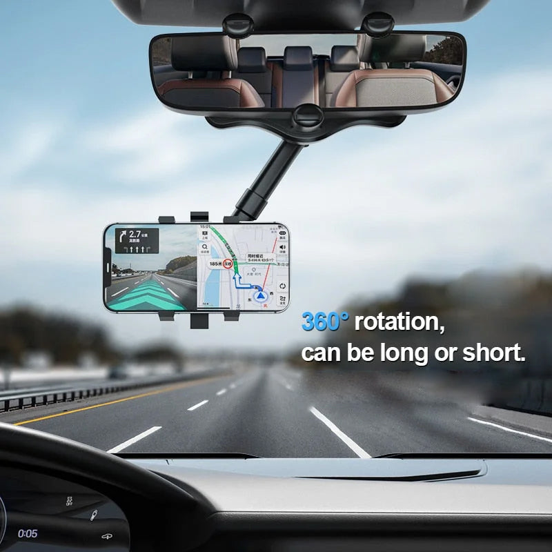 Suporte de Celular para Retrovisor de Carro Multifuncional com Rotação 360°