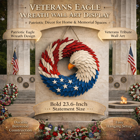 Arte de Parede para Veteranos: Decoração Memorial de Buxo com Águia e Guirlanda