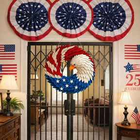 Arte de Parede para Veteranos: Decoração Memorial de Buxo com Águia e Guirlanda