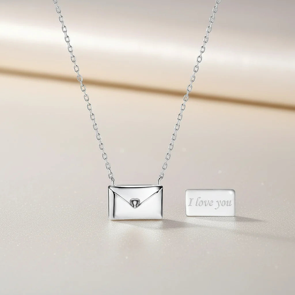 Necklace Pendant Envelope Love Letter Copper Gift Jewelry