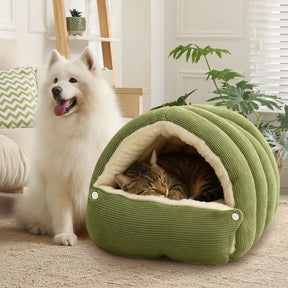 Cama de Pelúcia em Formato de Toca para Gatos, Macia e Aconchegante