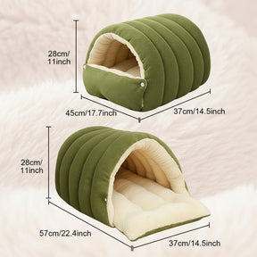 Cama de Pelúcia em Formato de Toca para Gatos, Macia e Aconchegante