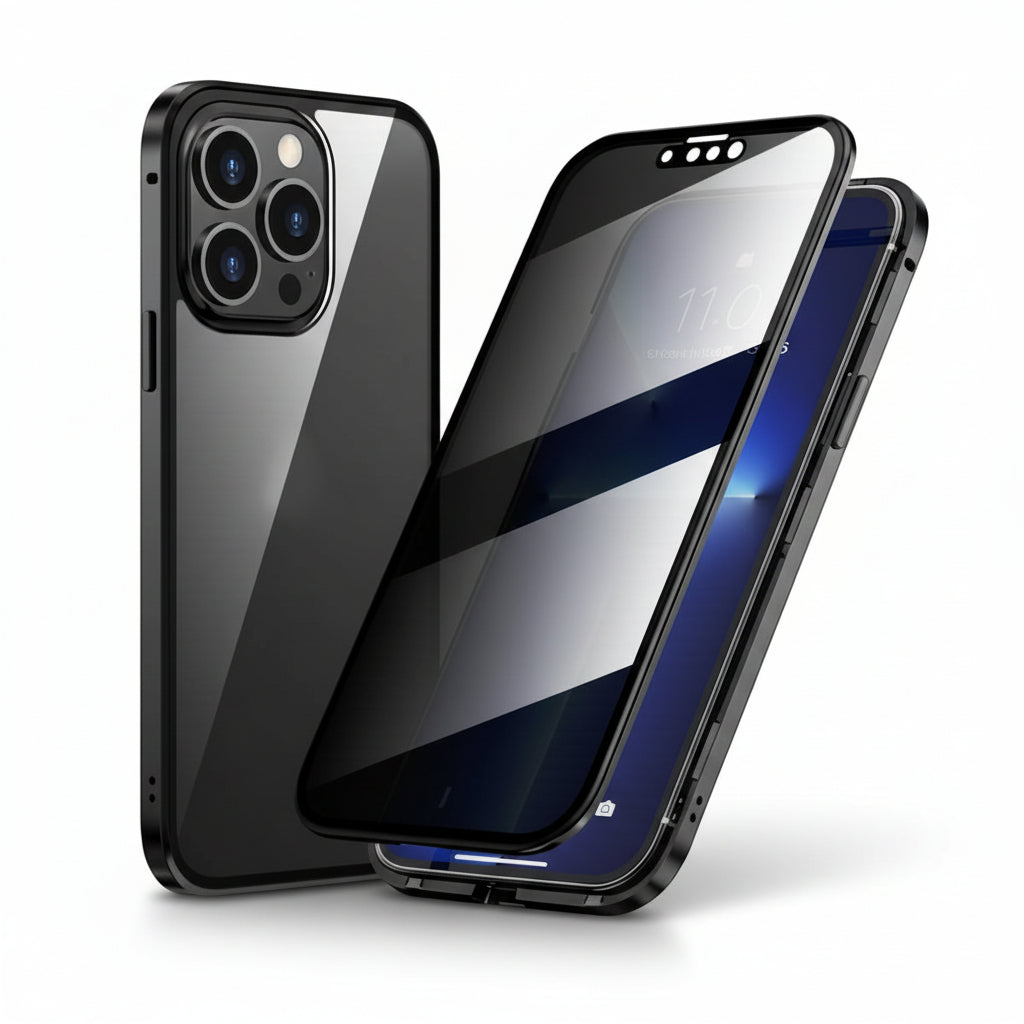 Capa de Celular com Proteção de Privacidade Anti-Espionagem de Vidro Temperado 360 Graus